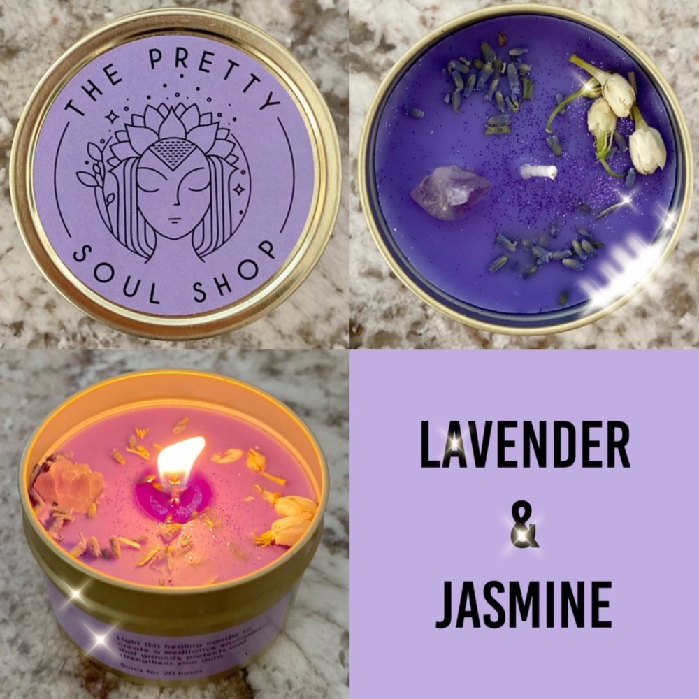 Lavender and Jasmine scented tin candle